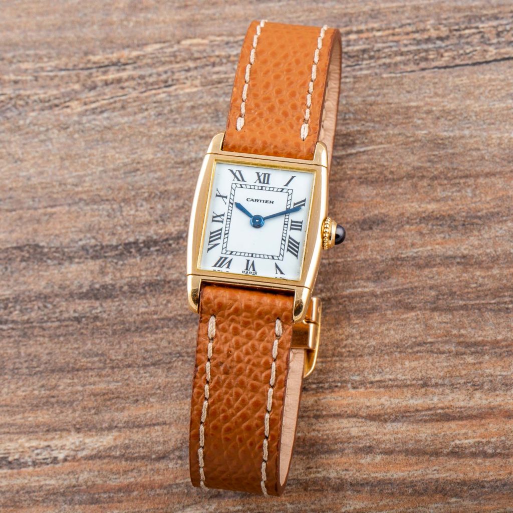 Cartier Tank Classic Paris Yellow Gold White Roman Dial Ladies