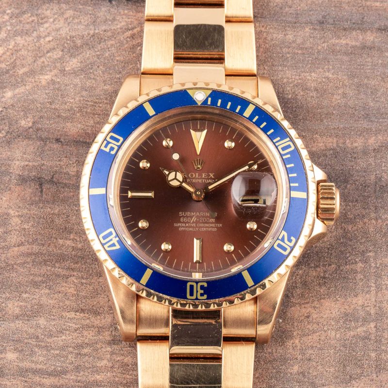 Rolex SUBMARINER REF. 1680 YELLOW GOLD CARAMEL DIAL