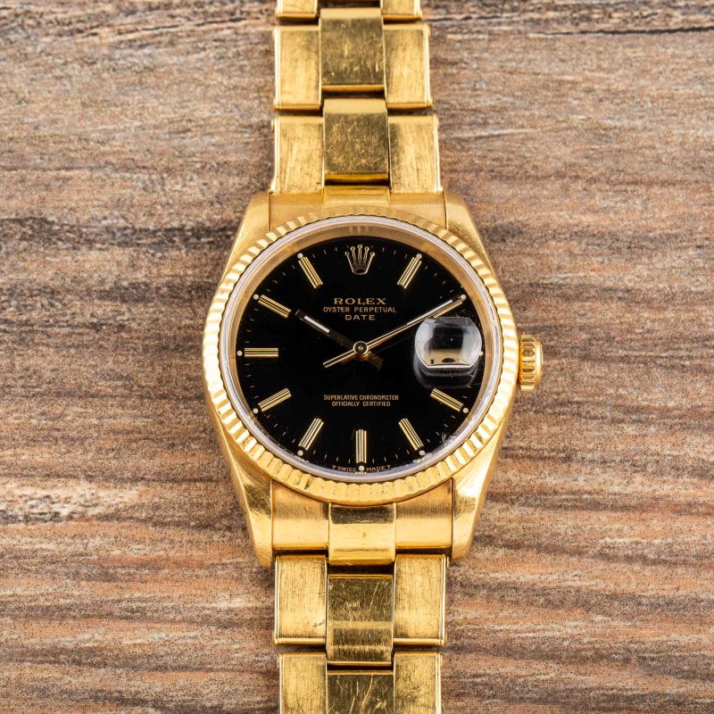 Rolex DATE REF. 15238 FULL SET BLACK DIAL RIVETTI BRACELET