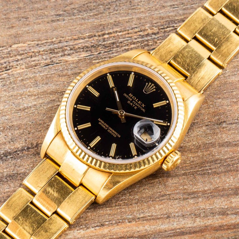 Rolex DATE REF. 15238 FULL SET BLACK DIAL RIVETTI BRACELET