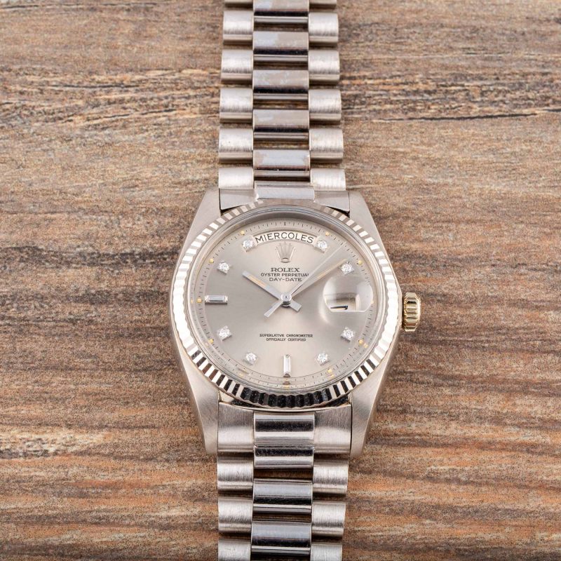 Rolex DAYDATE REF. 1803 DIAMOND DIAL WHITE GOLD D’AGOSTO BRACELET