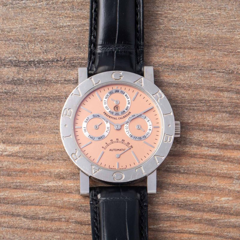 Bulgari PERPETUAL CALENDAR RETROGRADE SECONDS PLATINUM SALMON DIAL