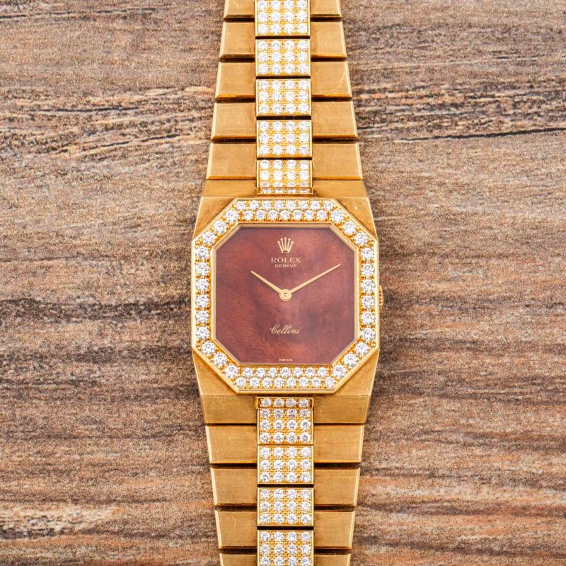 Rolex CELLINI WITH FACTORY DIAMONDS REF. 4652 WOOD DIAL