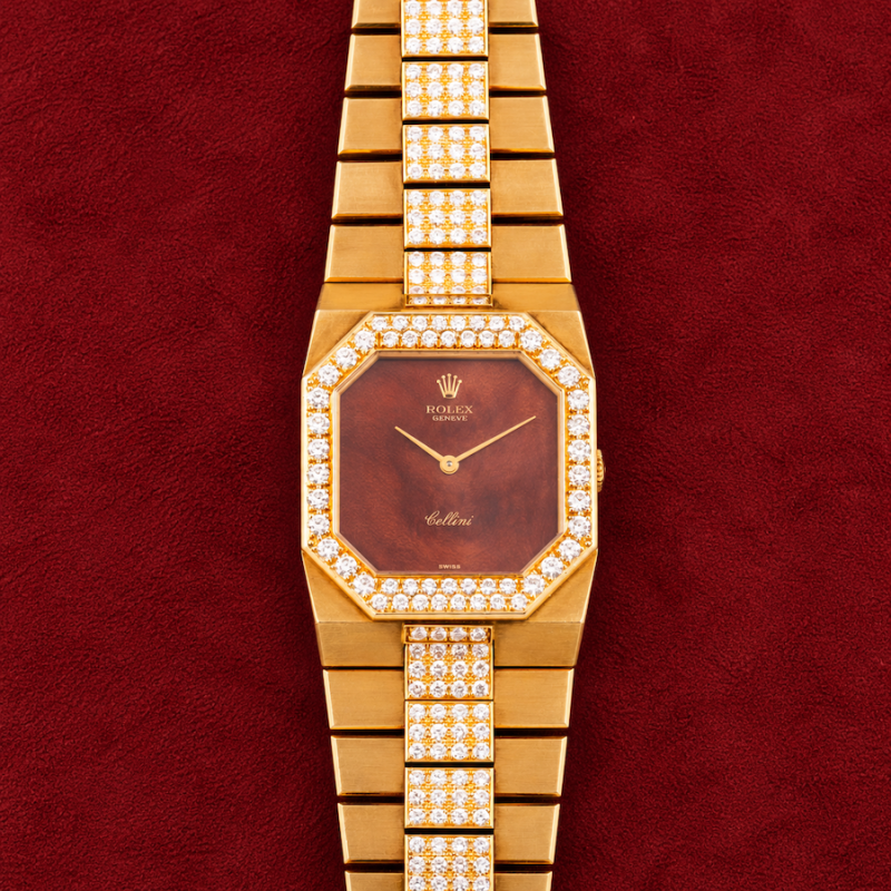 Rolex CELLINI WITH FACTORY DIAMONDS REF. 4652 WOOD DIAL