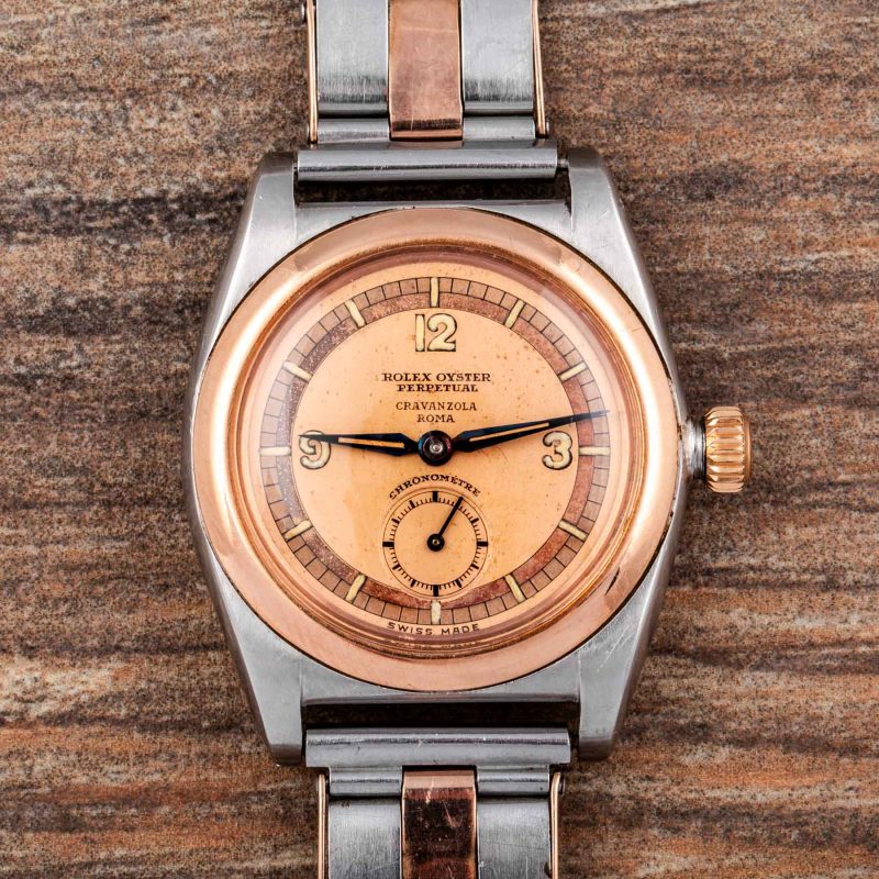 Rolex BUBBLEBACK IN STAINLESS STEEL AND PINK GOLD RETAILED BY CRAVANZOLA ROMA