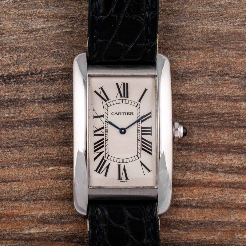 Cartier TANK AMÉRICAIN CPCP REF. 1734 PLATINUM WITH GUARANTEE