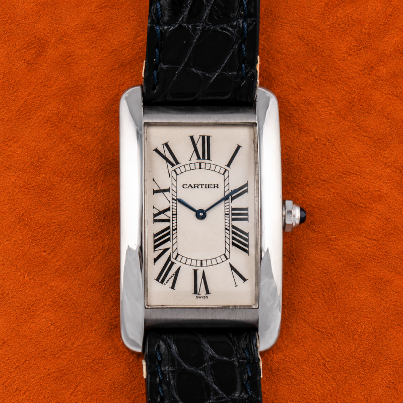 Cartier TANK AMÉRICAIN CPCP REF. 1734 PLATINUM WITH GUARANTEE