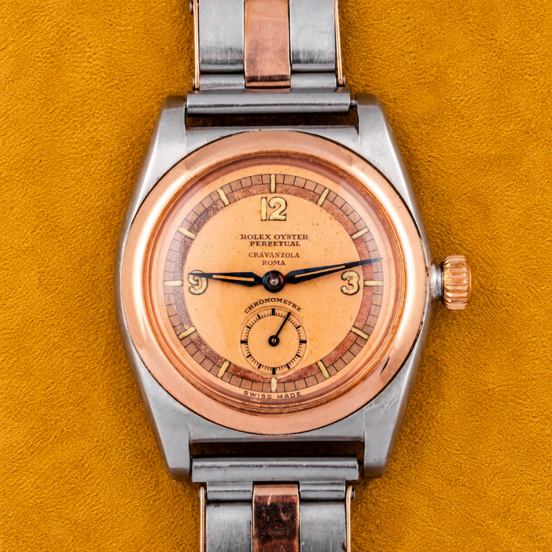 Rolex BUBBLEBACK IN STAINLESS STEEL AND PINK GOLD RETAILED BY CRAVANZOLA ROMA